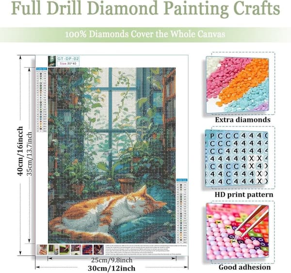 Bomclap Cat Timanttimaalaus Aikuinen - 5D Full Drill DIY Kit 30x40 cm Kissan muotokuva seinätaide käsityöt