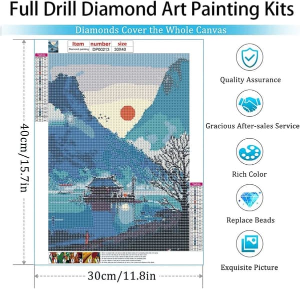 Bomclap Diamond Painting - DIY 5D Diamond Painting, 30x40cm, Serenating Traditionsell på vand under solnedgang