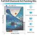Miniatyrbillede 4 af 7: Bomclap Diamond Painting - DIY 5D Diamond Painting, 30x40cm, Serenating Traditionsell på vand under solnedgang