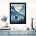 Miniatyrbillede 2 af 7: Bomclap Diamond Painting - DIY 5D Diamond Painting, 30x40cm, Serenating Traditionsell på vand under solnedgang
