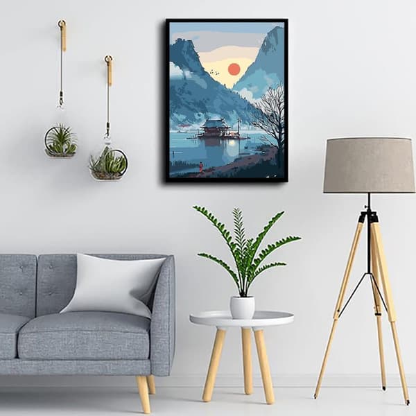 Bomclap Diamond Painting - DIY 5D Diamond Painting, 30x40cm, Serenating Traditionsell på vand under solnedgang