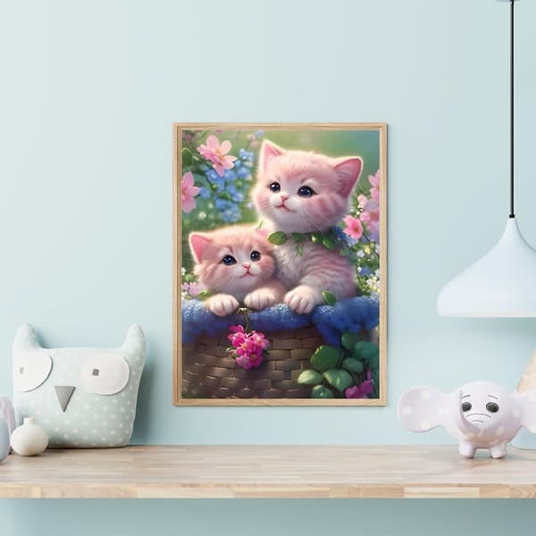 Bomclap Katter Diamantkonst Kit Vuxna – Blommor DIY 5D Diamantart. Diamantmålning, Dekoration med Diamanter för Hemvägg (30x40cm)