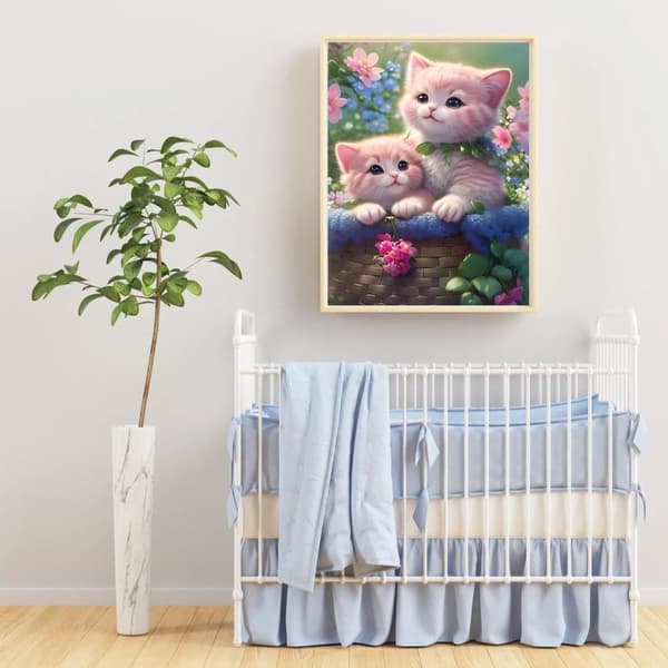 Bomclap Katter Diamantkonst Kit Vuxna – Blommor DIY 5D Diamantart. Diamantmålning, Dekoration med Diamanter för Hemvägg (30x40cm)