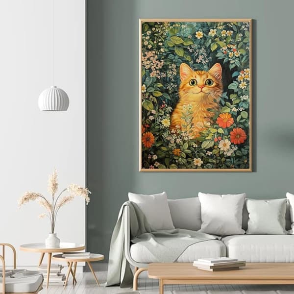 Bomclap Katt Diamantkonst Nybörjare - 5D Full Drill 30x40 cm DIY Hemslöjdskit Kattdesign Väggdekoration