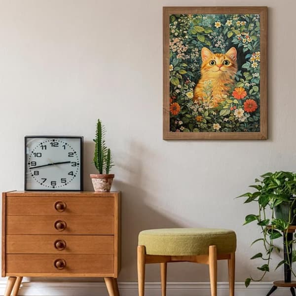 Bomclap Katt Diamantkonst Nybörjare - 5D Full Drill 30x40 cm DIY Hemslöjdskit Kattdesign Väggdekoration