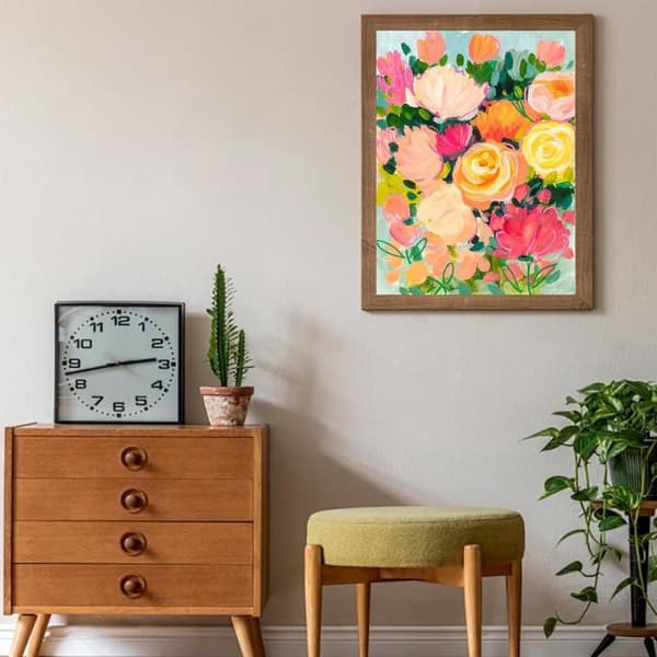 Bomclap Rosa Blomster Diamantmålning - 5D Rund Full Drill Botanisk Konst 30x40 cm Elegant Hemslöjd