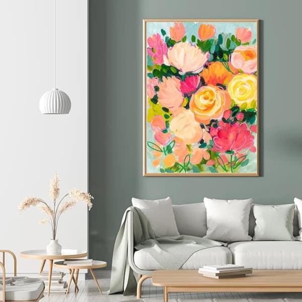 Bomclap Rosa Blomster Diamantmålning - 5D Rund Full Drill Botanisk Konst 30x40 cm Elegant Hemslöjd