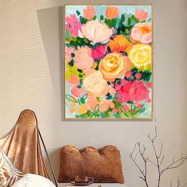 Bomclap Rosa Blomster Diamantmålning - 5D Rund Full Drill Botanisk Konst 30x40 cm Elegant Hemslöjd