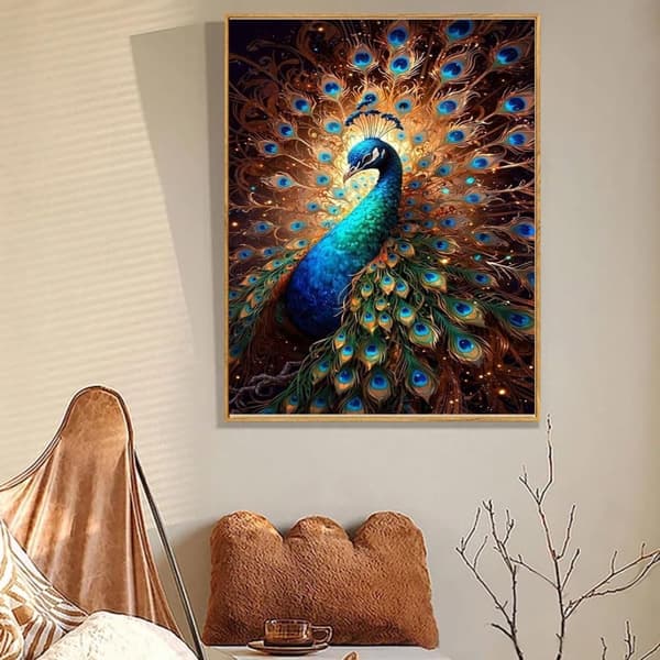 Bomclap Påfugl Diamantmaleri Begynder - 5D Fjerdragt Fuld Drill 30x40 cm Eksotisk Vægkunst
