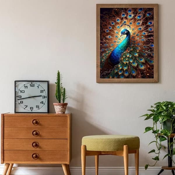 Bomclap Påfugl Diamantmaleri Begynder - 5D Fjerdragt Fuld Drill 30x40 cm Eksotisk Vægkunst