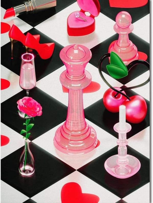 Bomclap Pink Skakbræt Diamantmaleri - 5D Full Drill Moderne Kunst 30x40 cm Unik Vægdekoration