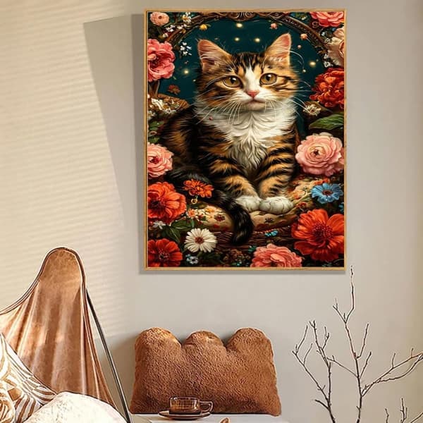 Bomclap Kaliko Kissa Timanttimaalaus - 5D-kuvio Täysi Pora 30x40 cm Lemmikkiteema DIY-käsityöt