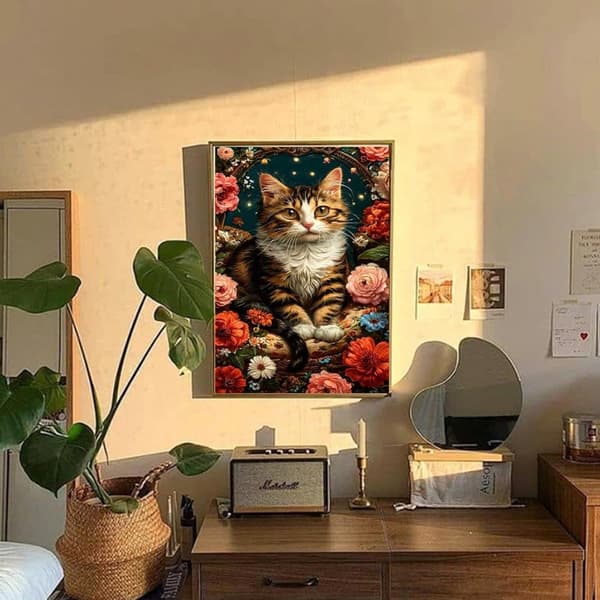 Bomclap Kaliko Kissa Timanttimaalaus - 5D-kuvio Täysi Pora 30x40 cm Lemmikkiteema DIY-käsityöt