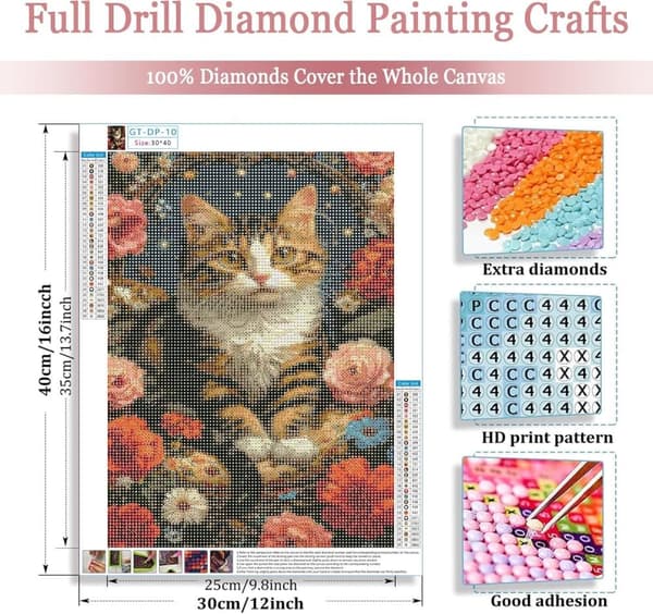 Bomclap Kaliko Kissa Timanttimaalaus - 5D-kuvio Täysi Pora 30x40 cm Lemmikkiteema DIY-käsityöt