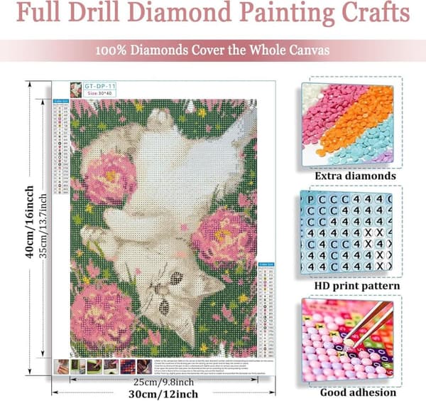 Bomclap White Cat Diamond Art - 5D Full Drill Elegant Cat 30x40 cm minimalistinen seinäkoriste