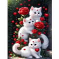 Miniatyrbillede 1 af 8: Bomclap Cats 5D DIY Diamond Art Kit Voksne – Roser med fuldt værktøj! Blomstermaleri med runde diamanter, Hjem vægdekoration