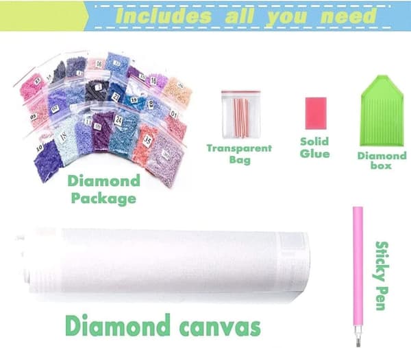 Bomclap DIY 5D Diamond Art Kit – Lintuja ja kukkia! Kolibri Timanttitaide, Aikuiset, Seinäkoristelahja, Rentoutuminen
