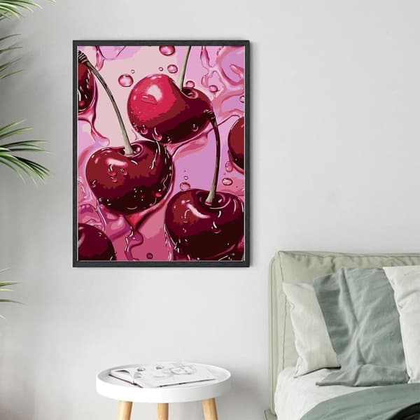 Bomclap Cherry Diamond Art Aloittelija - 5D Full Drill Fruit Design 30x40 cm Kesäaiheiset käsityöt