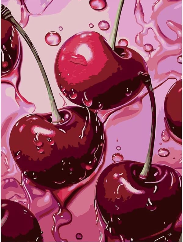 Bomclap Cherry Diamond Art Aloittelija - 5D Full Drill Fruit Design 30x40 cm Kesäaiheiset käsityöt