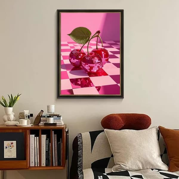 Bomclap kirsebær diamantmaleri - 5D fuld bore frugtmotiv 30x40 cm køkkeninspireret vægkunst