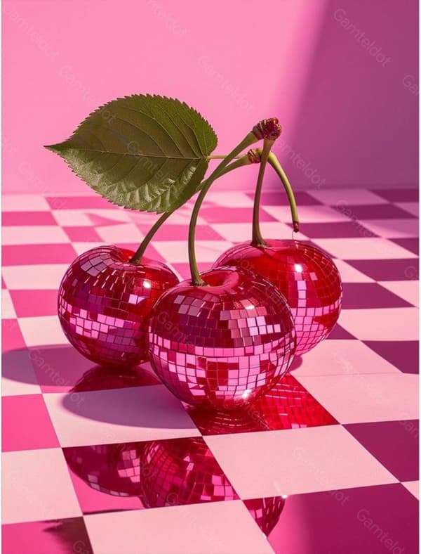 Bomclap kirsebær diamantmaleri - 5D fuld bore frugtmotiv 30x40 cm køkkeninspireret vægkunst