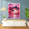Pikkukuva 3 / 5: Bomclap Dolphins Diamond Art Kit Aikuiset – Beach Diamond Painting Kit aloittelijoille! 5D pyöreä pora timanttipisteet, pyöreä timanttimaalaus, koti