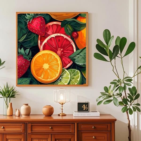 Bomclap Citron Diamant Kunst - 5D Fuld Drill Citrusfrugt 30x30 cm Farverigt Køkken Dekoration Kunsthåndværk