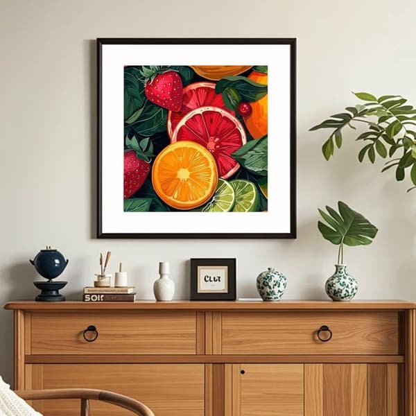 Bomclap Citron Diamant Kunst - 5D Fuld Drill Citrusfrugt 30x30 cm Farverigt Køkken Dekoration Kunsthåndværk
