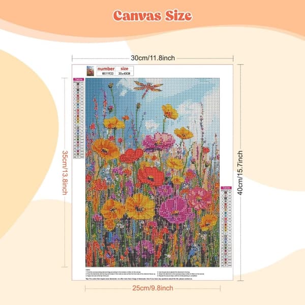 Bomclap Flowers Diamond Art Kit Voksne – 5D Full Drill Diamond Dots! DIY diamantmaleri kit til begyndere, perlekunst hjem vægdekoration