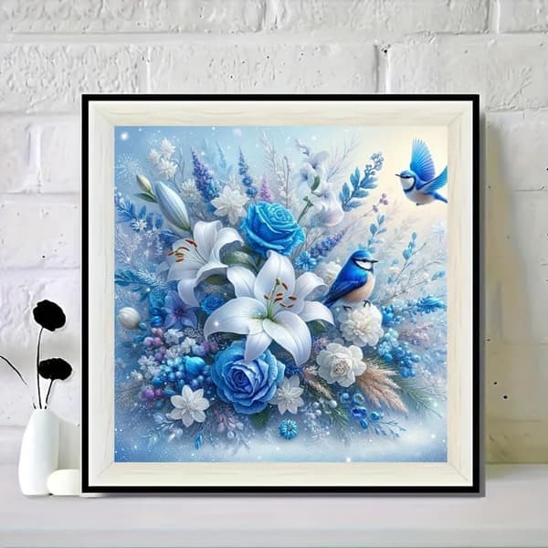 Bomclap 5D Diamond Art -kukkasarjat aikuisille | 30x30 cm DIY täysi pora kodin sisustus | Timanttimaalaus aloittelijoille lintujen kanssa