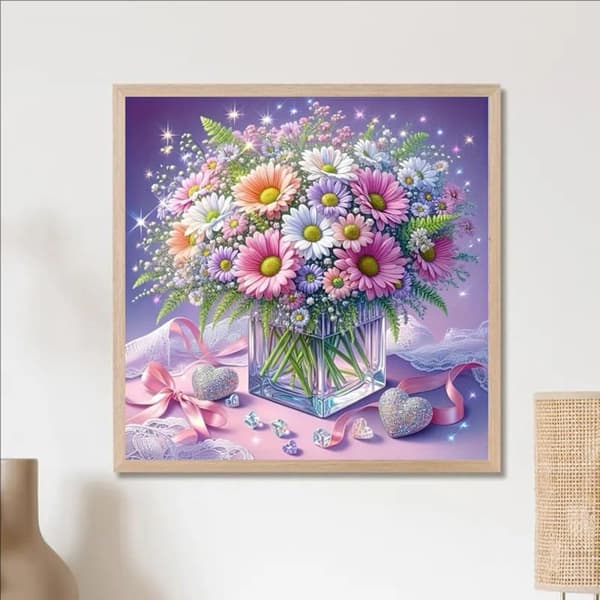 Bomclap Krysanteemi Timanttimaalaus 30x30 cm | Täysi pyöreä pora kukkataidetta aikuisille | DIY timanttihelmitaide kodin sisustus