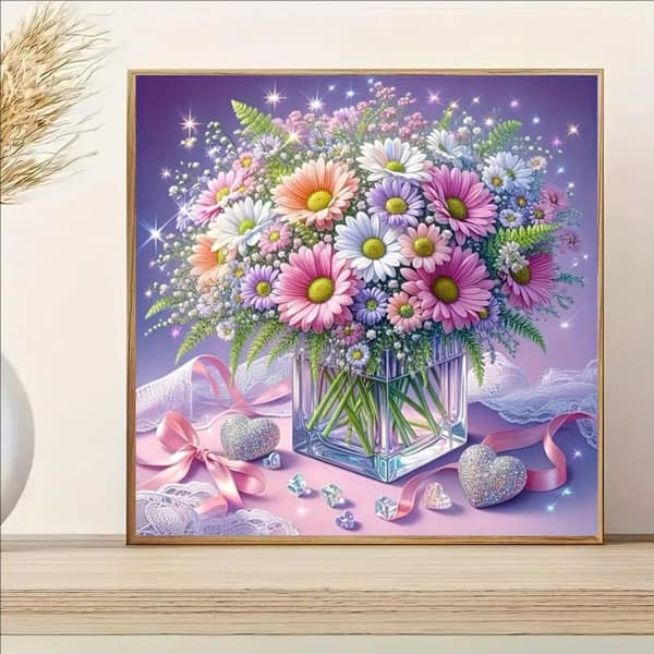 Bomclap Krysanteemi Timanttimaalaus 30x30 cm | Täysi pyöreä pora kukkataidetta aikuisille | DIY timanttihelmitaide kodin sisustus