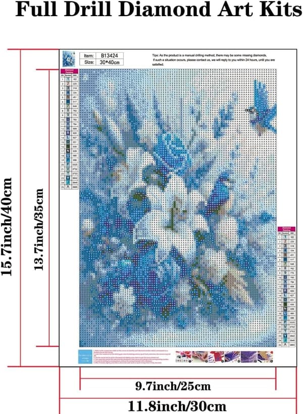Bomclap 5D Diamantmaleri til Voksne - Fugl & Blomst DIY Kunstværk 30x40 cm | Diamantperler til indretning og begyndere