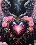 Miniatyrbild 1 av 7: Bomclap Änglavingad Diamantkonst 30x40 cm | Kärleksblomster 5D-målning | Fullrund borr DIY-kit för väggdekor