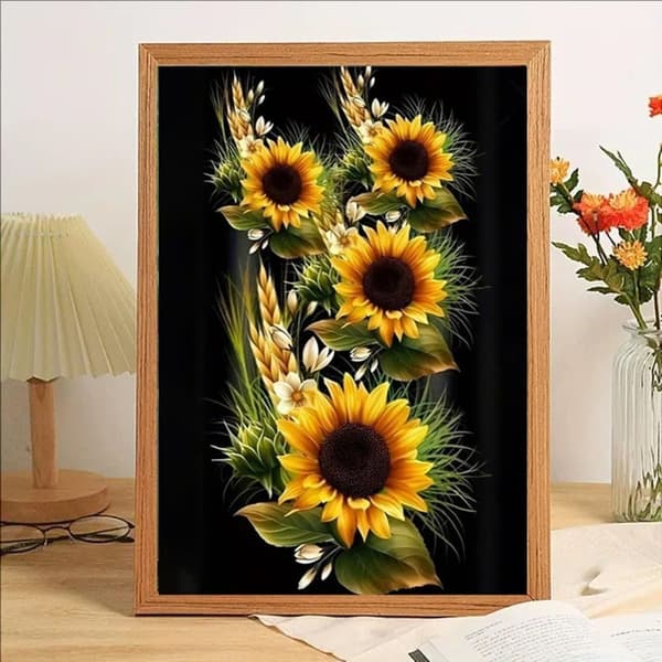 Bomclap Solsikke Diamantmaleri 30x40 cm | 5D Full Round Drill for begyndere | DIY blomsterkunst med perler til hjemmet