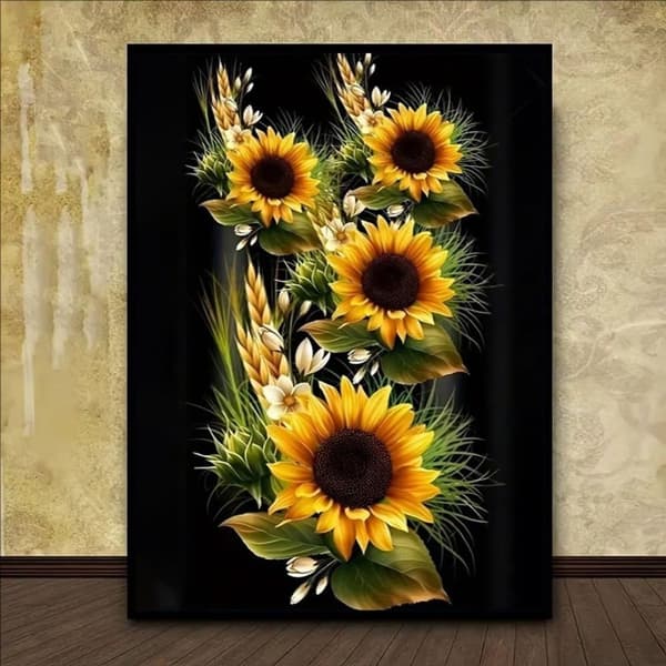 Bomclap Solsikke Diamantmaleri 30x40 cm | 5D Full Round Drill for begyndere | DIY blomsterkunst med perler til hjemmet