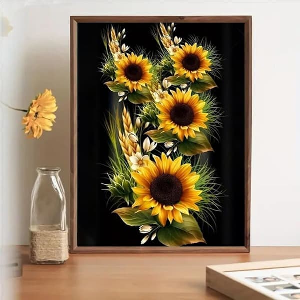 Bomclap Solsikke Diamantmaleri 30x40 cm | 5D Full Round Drill for begyndere | DIY blomsterkunst med perler til hjemmet