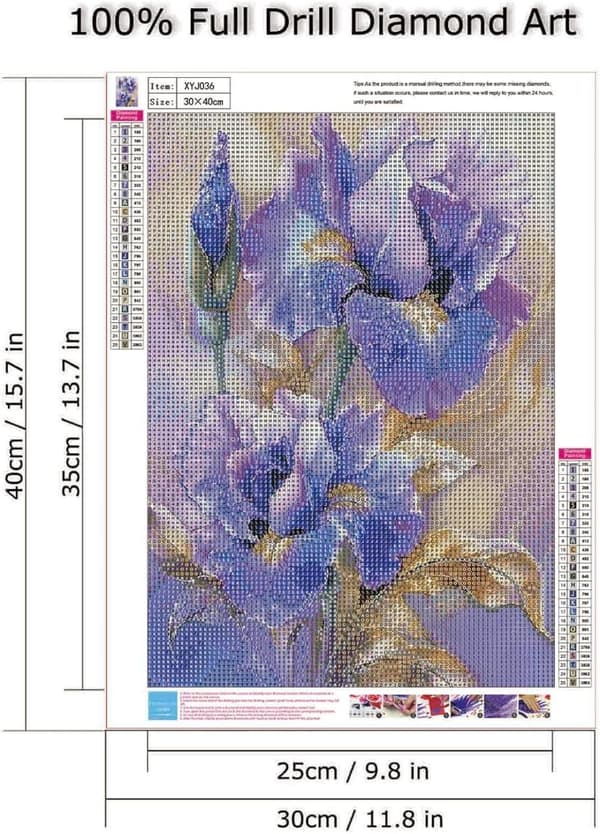 Bomclap Floral Diamond Art 30x40 cm | 5D roterende boresæt til voksne | DIY perlemaling til wallstickers og begyndere