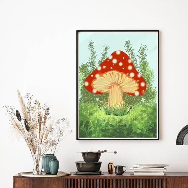 Bomclap Mushroom Diamond Art 30x40 cm | Täysi pyöreä poranterä 5D-maalaus | Helmisarjat aloittelijoille ja kotiin