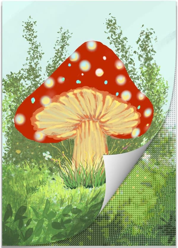 Bomclap Mushroom Diamond Art 30x40 cm | Täysi pyöreä poranterä 5D-maalaus | Helmisarjat aloittelijoille ja kotiin