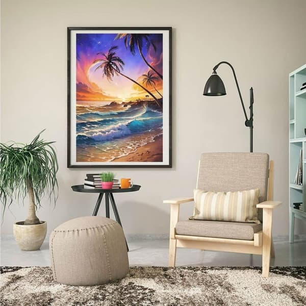 Bomclap Beach Diamantmaleri 30x40 cm | 5D perlekunst til voksne | Fuld boremaskine DIY kunstværk til væg