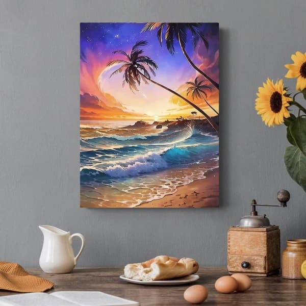 Bomclap Beach Diamantmaleri 30x40 cm | 5D perlekunst til voksne | Fuld boremaskine DIY kunstværk til væg