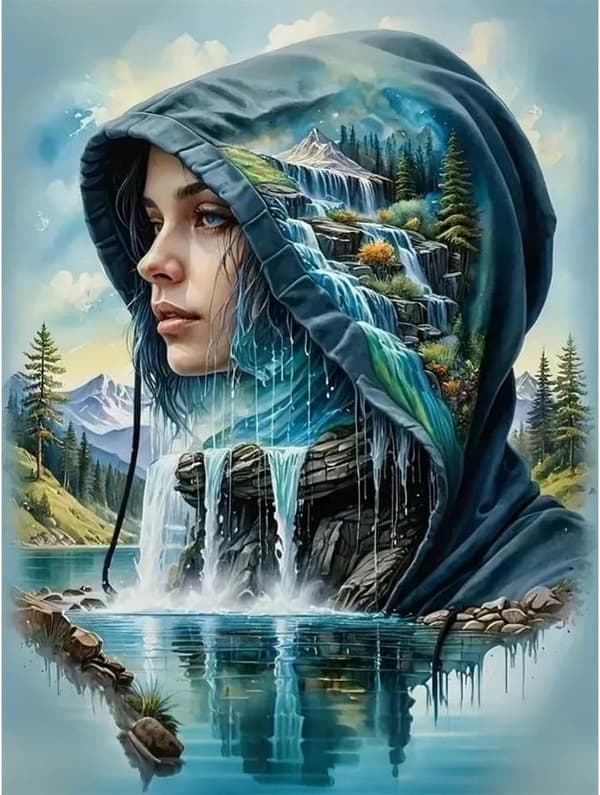 Bomclap Women Landscape Diamond Art - 5D Full Drill DIY -korutaidesarja, 30x40cm kodin sisustus