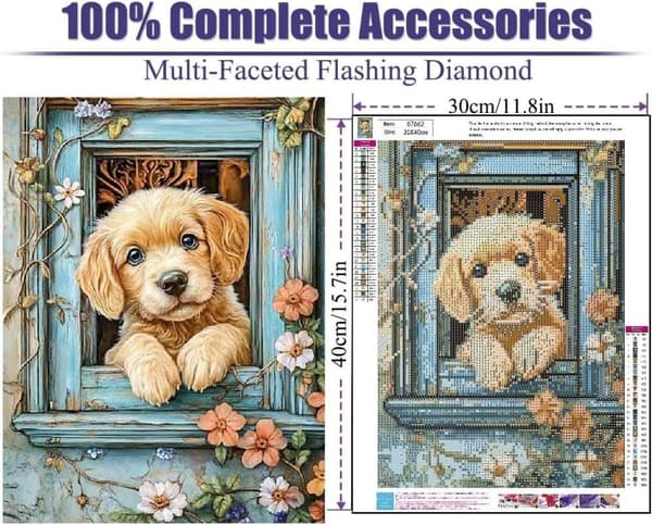 Bomclap Hund Diamantmålningskit - 5D Full Drill DIY Presentidé, 30x40 cm Konstverk