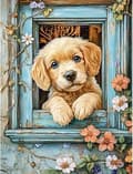 Miniatyrbild 1 av 7: Bomclap Hund Diamantmålningskit - 5D Full Drill DIY Presentidé, 30x40 cm Konstverk