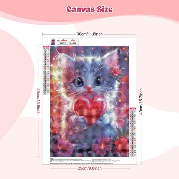 Bomclap Adult Diamond Art Kit – Sød kat DIY! 5D fuld bore diamantprikker, ædelstenskunst, hjemmevægdekoration for begyndere