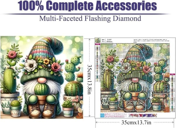 Bomclap Santa Diamond Art - 5D Full Drill DIY kodin sisustusmaalaussarja aikuisille, 35x35 cm