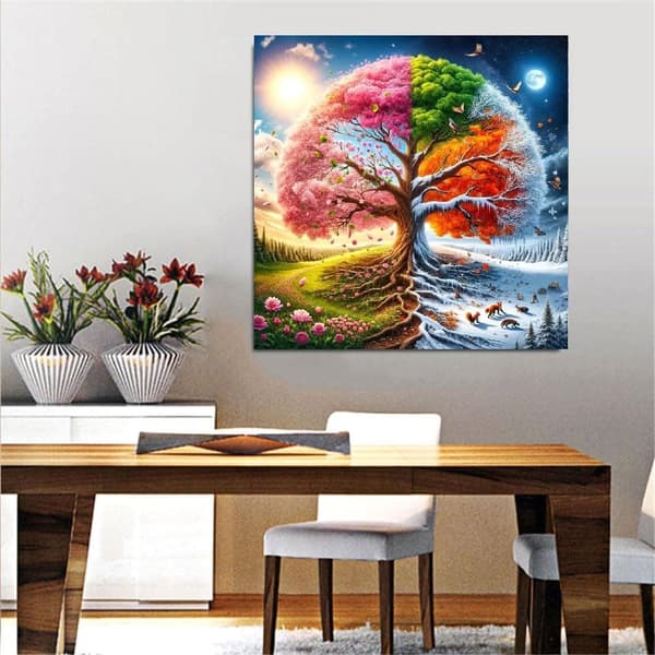 Bomclap Tree of Life -timanttimaalaus - helppo 5D-täysporataideteos aloittelijoille, 30x30 cm