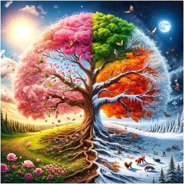 Bomclap Tree of Life -timanttimaalaus - helppo 5D-täysporataideteos aloittelijoille, 30x30 cm