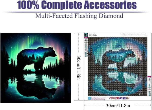 Bomclap Bear Diamond Art Set - 5D Full Drill DIY-korutaidetta aloittelijoille, 30x30 cm
